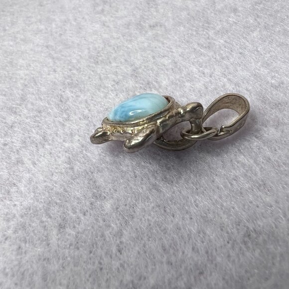 Turquoise & SS 925 7" Bracelet & Turtle Pendant - Picture 14 of 16